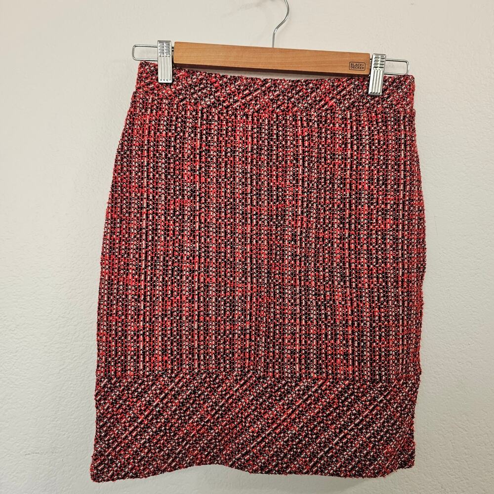 BANANA REPUBLIC Boucle Tweed Pencil Skirt Red Size Petite XS NWT
